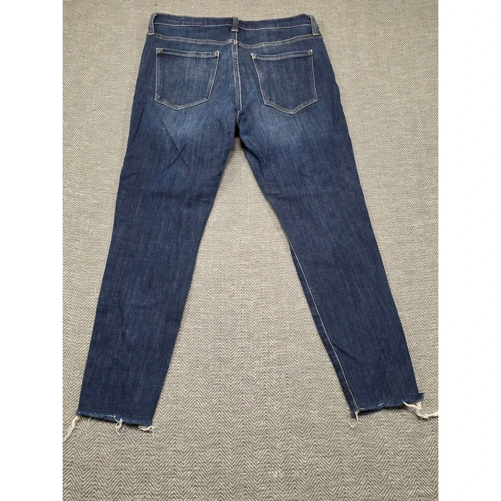 Banana Republic Mid Rise Skinny Jeans Dark Wash Raw Hem 29 Petite‎ Washwell